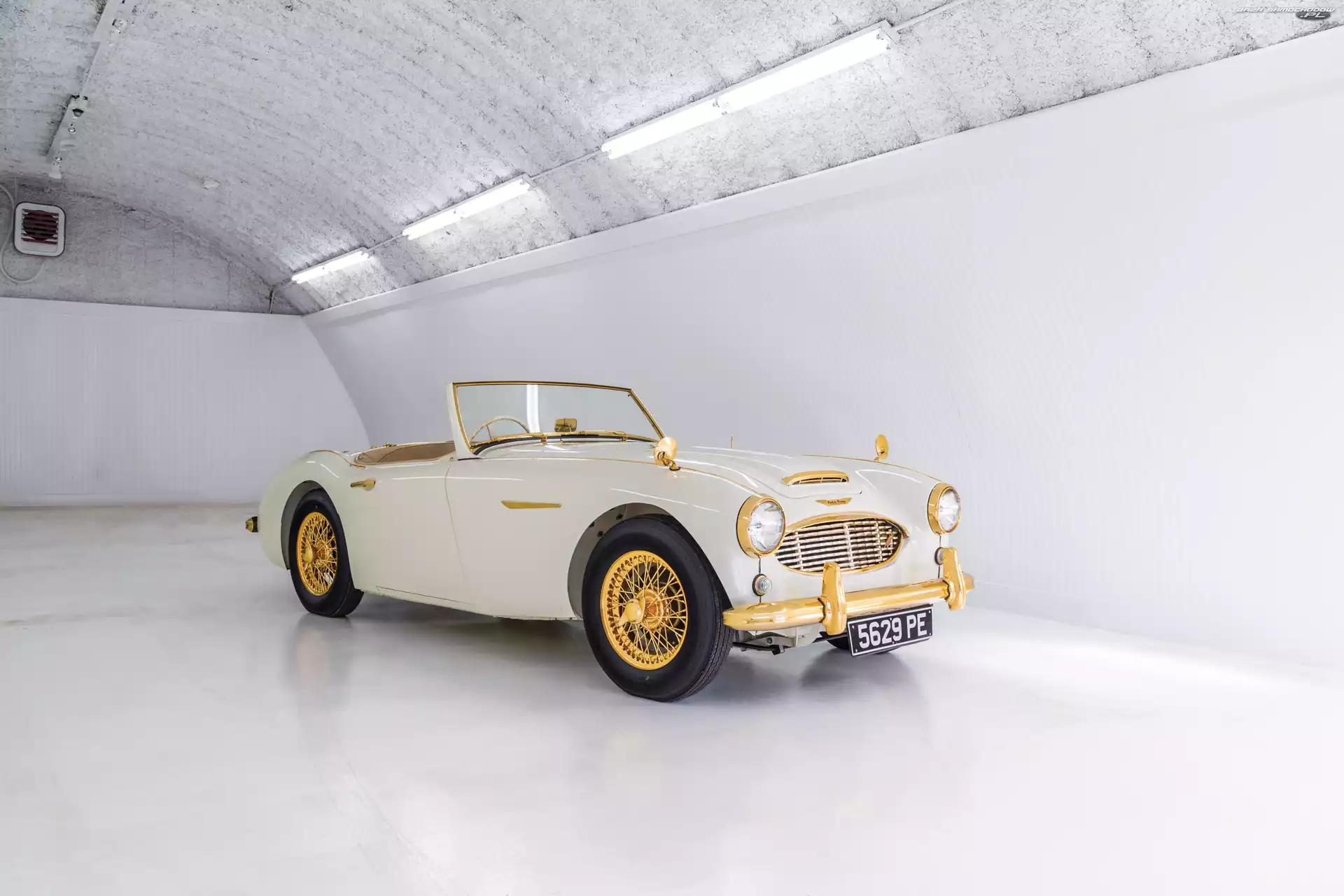 Garaż, 1958, Biało-złoty, Zabytkowy, Austin Healey