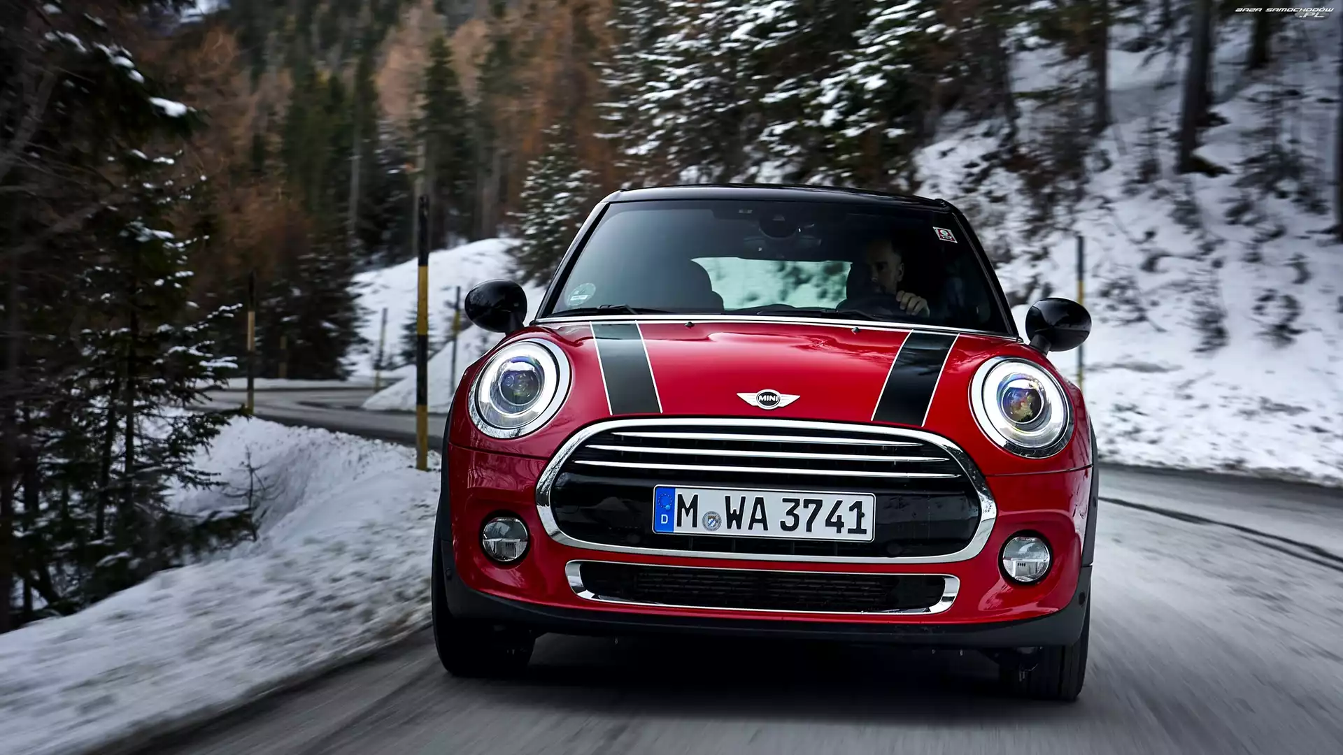 Śnieg, Droga, Mini Cooper D DCT, Czerwony, 2017