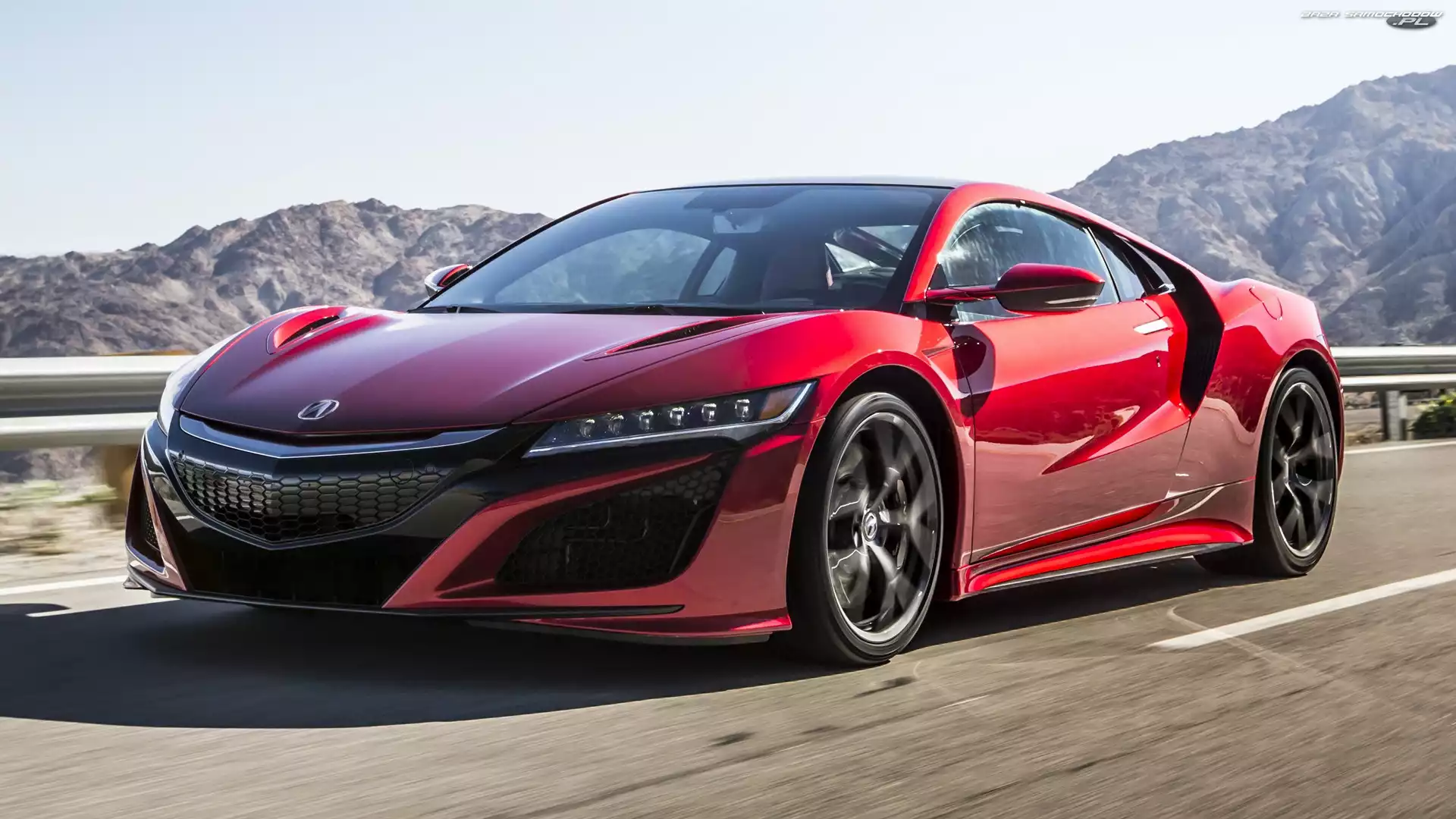 Czerwona, Acura NSX, Bok, Przód