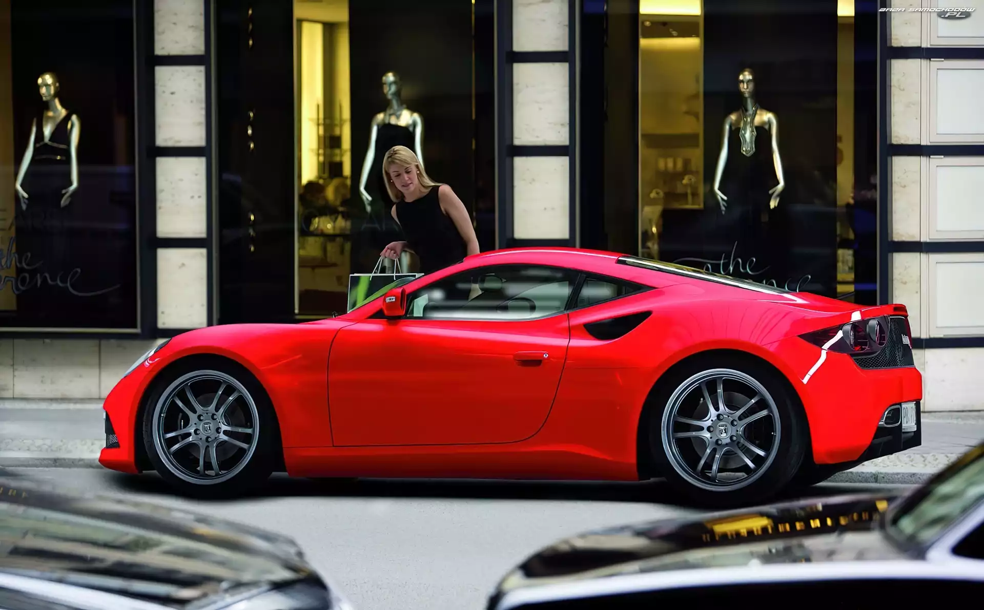 Czerwona, Artega GT, Reklama, Kobieta