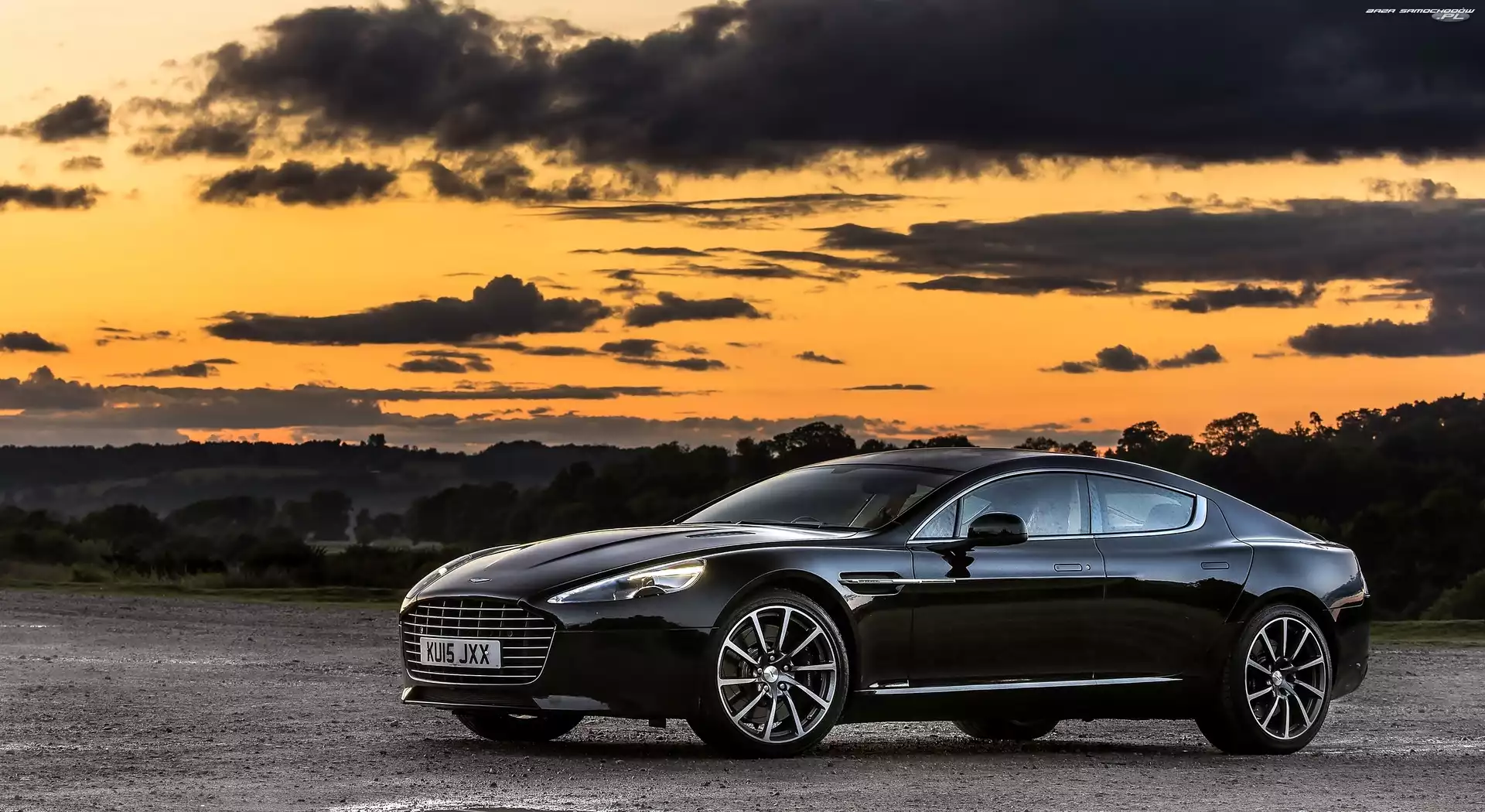 Droga, Aston Martin, Niebo, Pomarańczowe, Rapide, Chmury