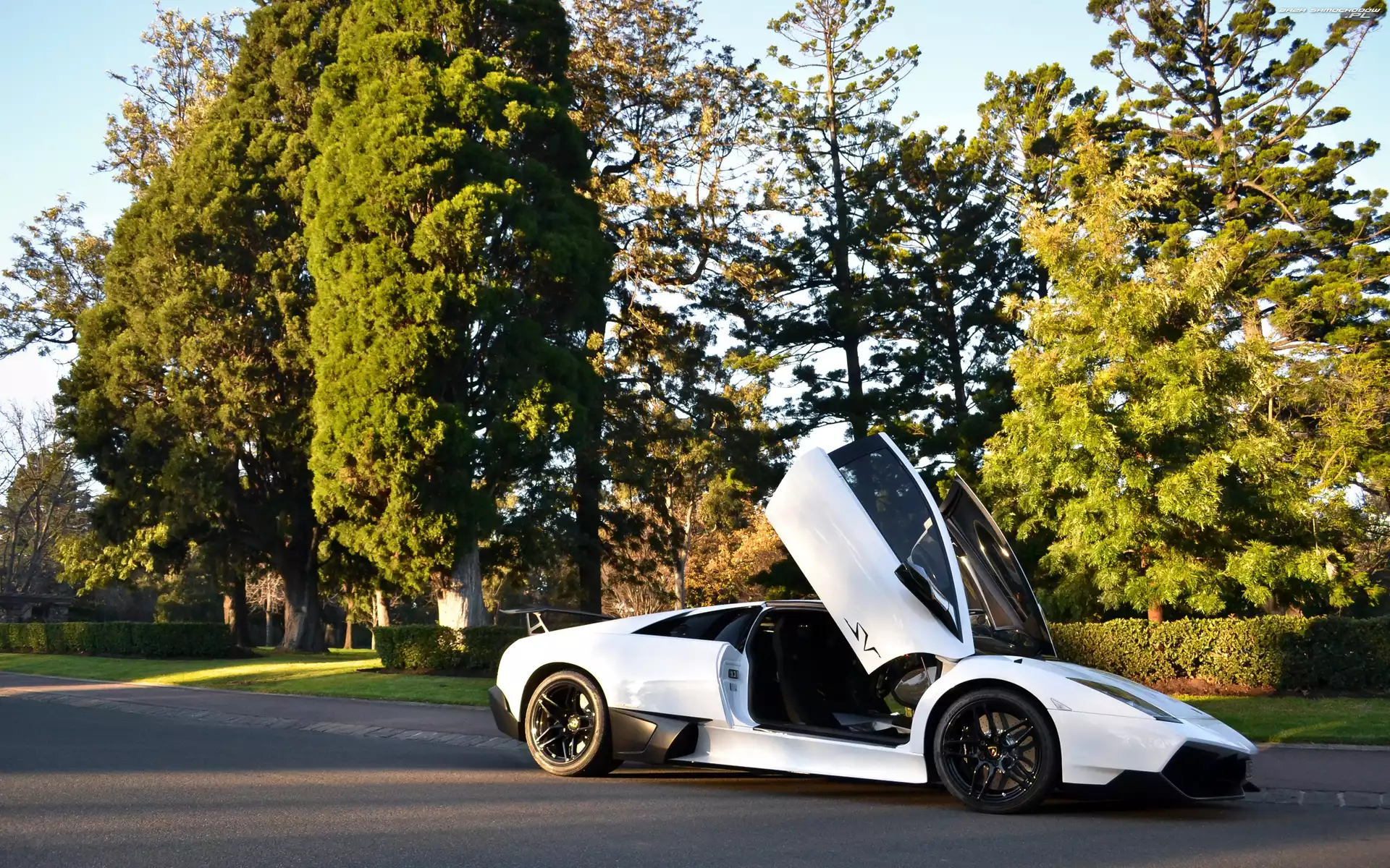 Murcielago, Białe, Park, Ulica, Lamborgini, LP670-4SV