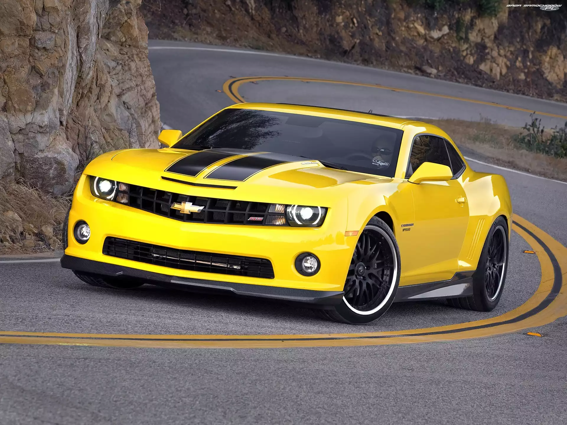 Chevrolet, Droga, Żółty, Camaro