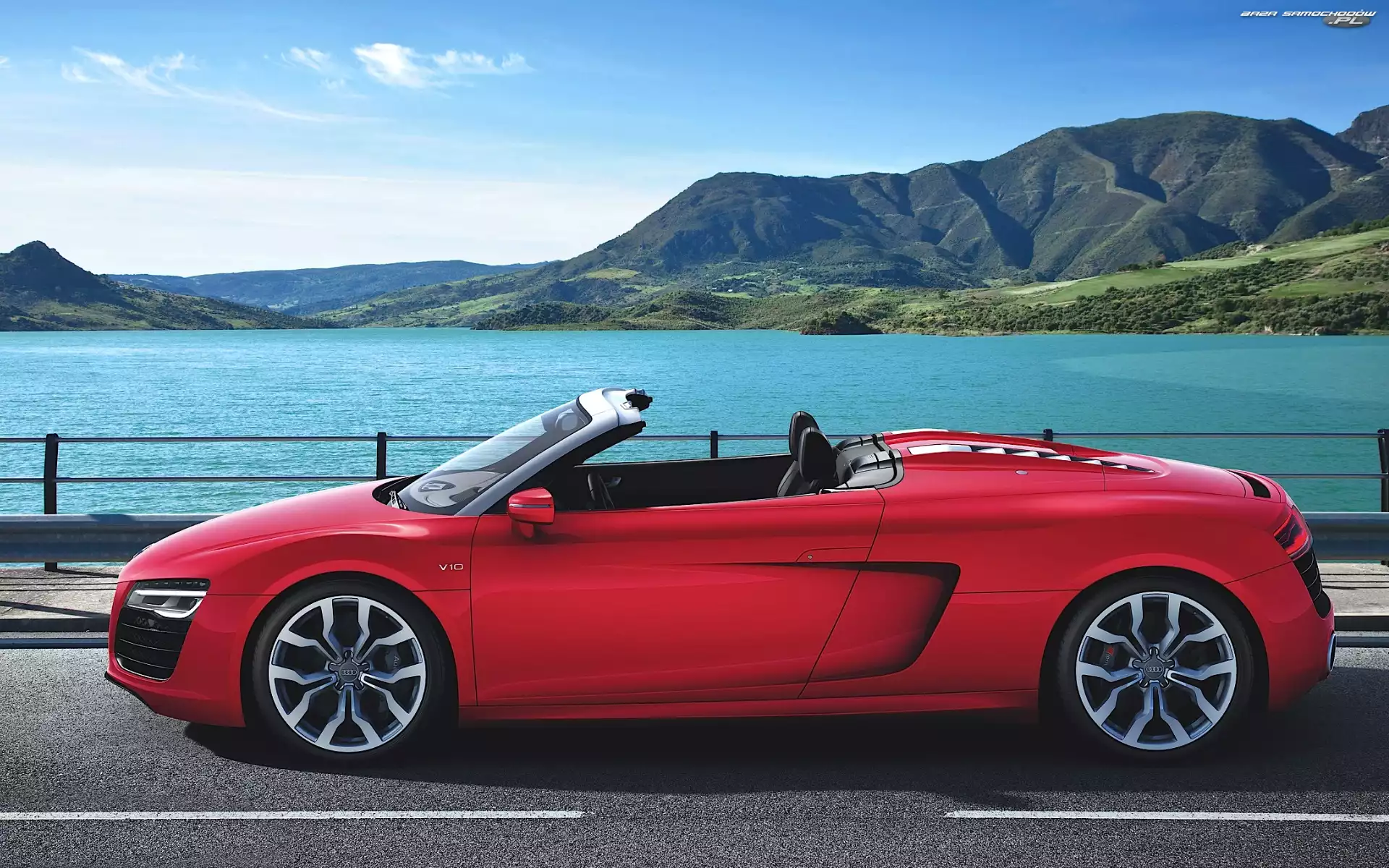 Góry, Jezioro, Spyder, Audi, Droga