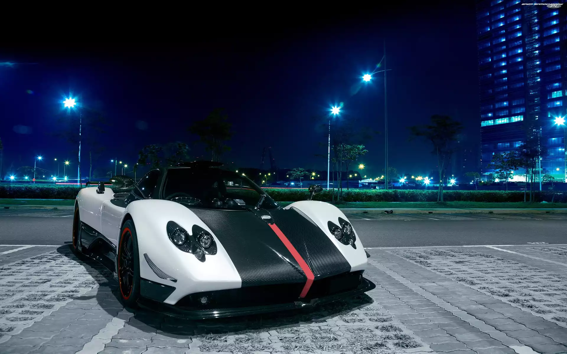Pagani, Czarno, Nocą, Miasto, Biały, Zonda