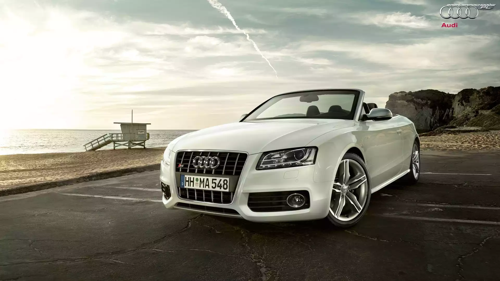 Plaża, Audi S5, Morze