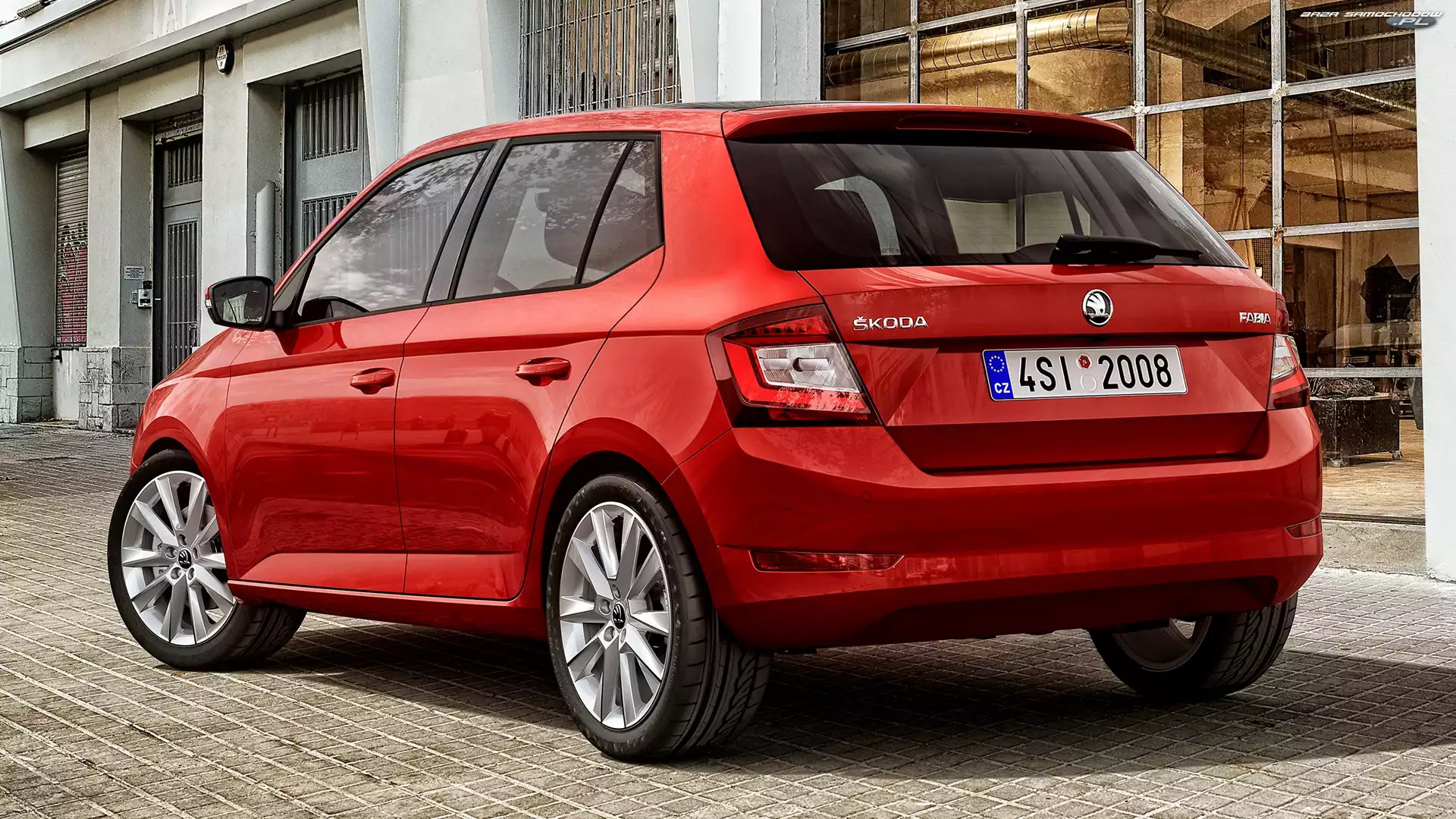 Tył, Czerwona, Skoda Fabia